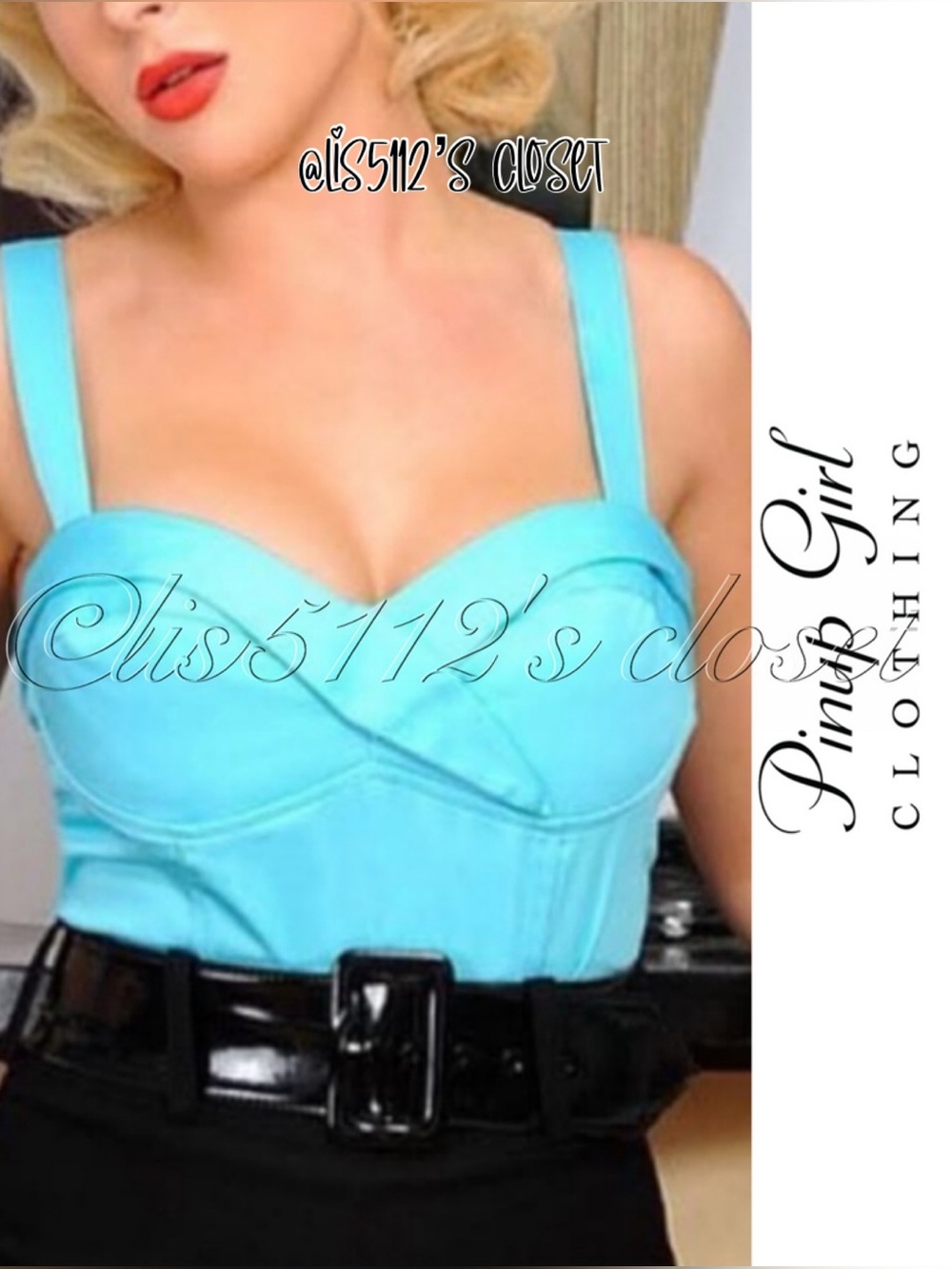 Pinup Couture Deadly Dames by Micheline Pitt Vamp Top in Blue 4X